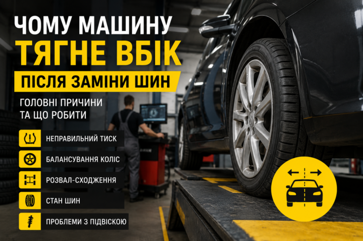 Чому машину тягне вбік після заміни шин — причини та рішення | Шиномонтаж Краків