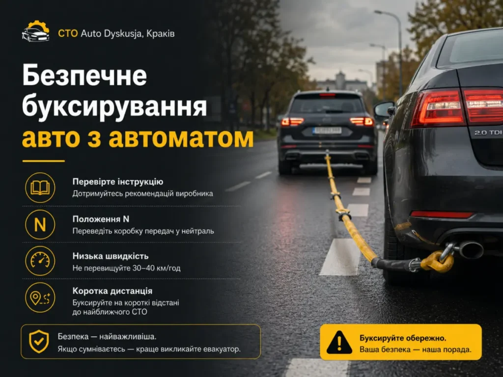 Безпечне буксирування автомобіля з автоматичною коробкою передач у місті