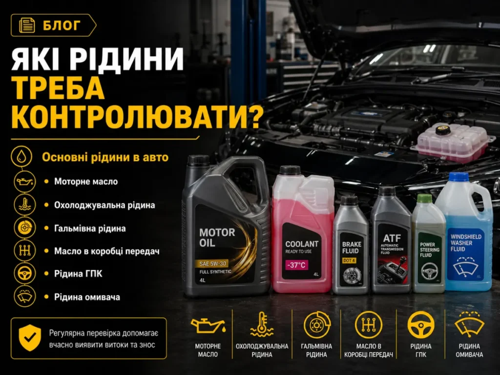 Які рідини потрібно контролювати в автомобілі — перевірка рівня та стану на СТО