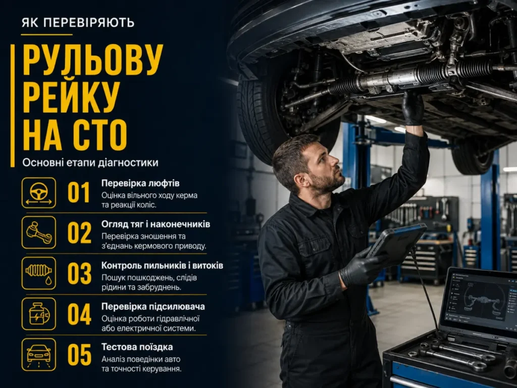 Як перевіряють рульову рейку на СТО: основні етапи діагностики