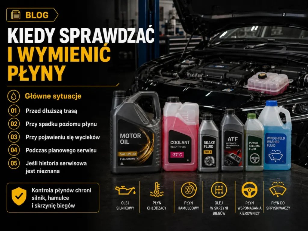 Jakie płyny trzeba kontrolować w samochodzie – sprawdzanie poziomu i stanu w warsztacie