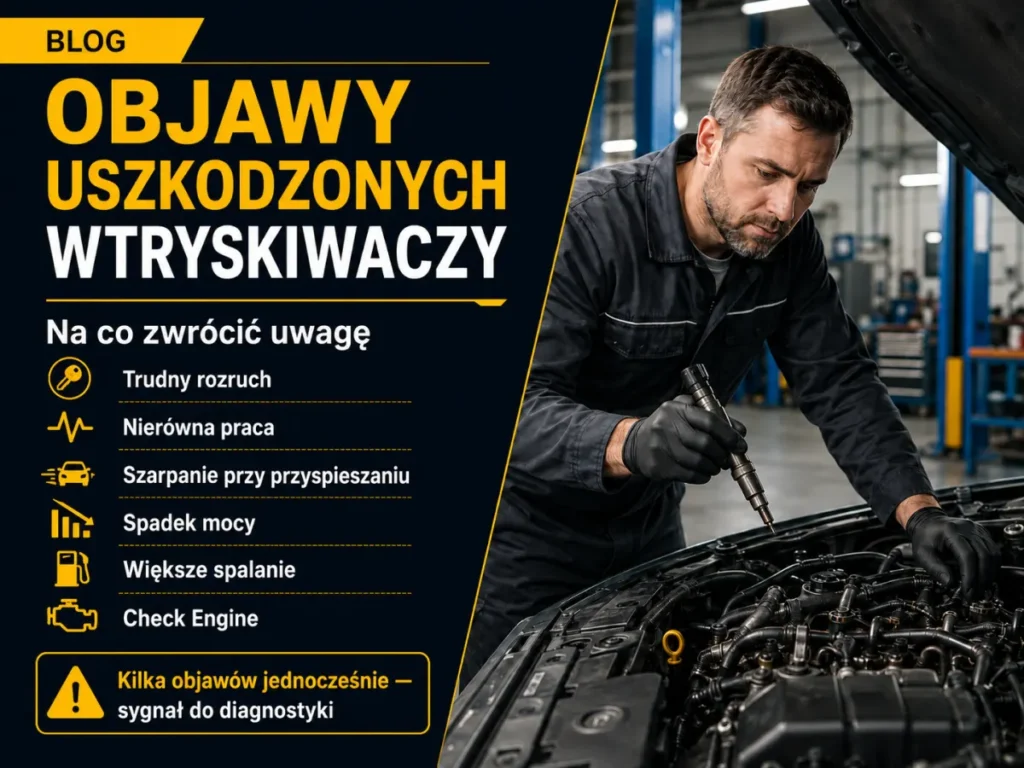 Objawy uszkodzonych wtryskiwaczy – trudny rozruch, szarpanie, spadek mocy i Check Engine