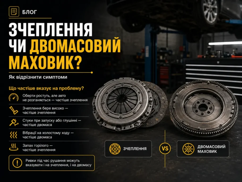 Симптоми несправності зчеплення та двомасового маховика — порівняння на СТО